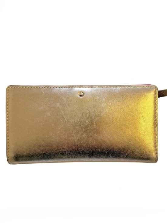 kate spade Handbags - Kate Spade Slim Gold Bifold Leather Wallet Snap Closure Pink Interior Polka Dot